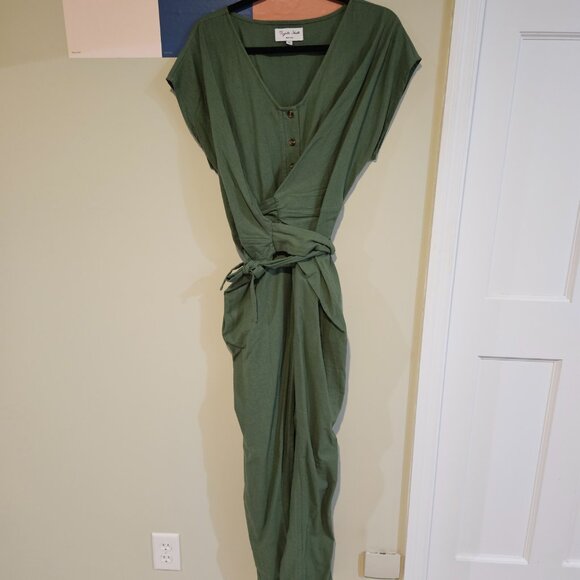 Green wrap jumpsuit - Picture 3 of 4